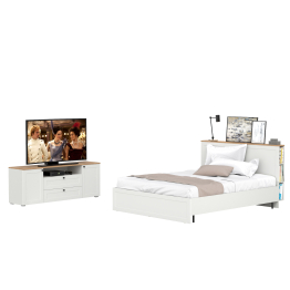 Тумба под ТВ Остин и двуспальная кровать Остин 11.53