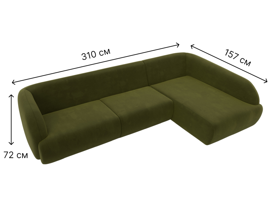 Диваны угловые в гостиную, Диван угловой Лига-041 правый угол, микровельвет