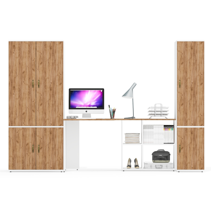 Домашние кабинеты, Пенал бельевой Лидер-8 23Б с рабочим столом-трансформером и шкафом МД 19Б