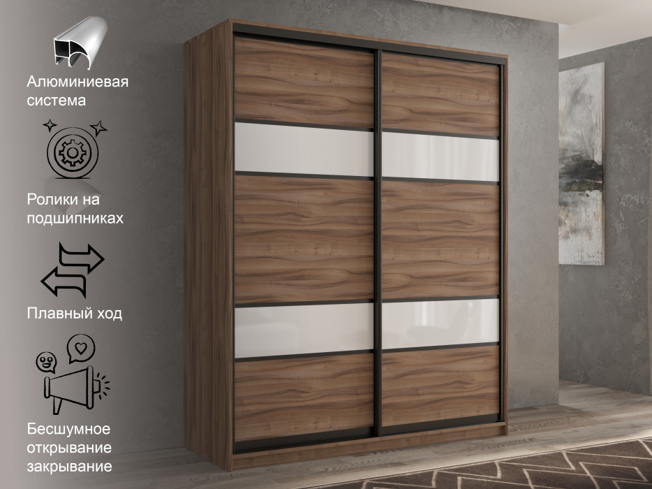 Шкафы-купе 2-х дверные, Шкаф-купе 2х дверный Кааппи 8 120х60