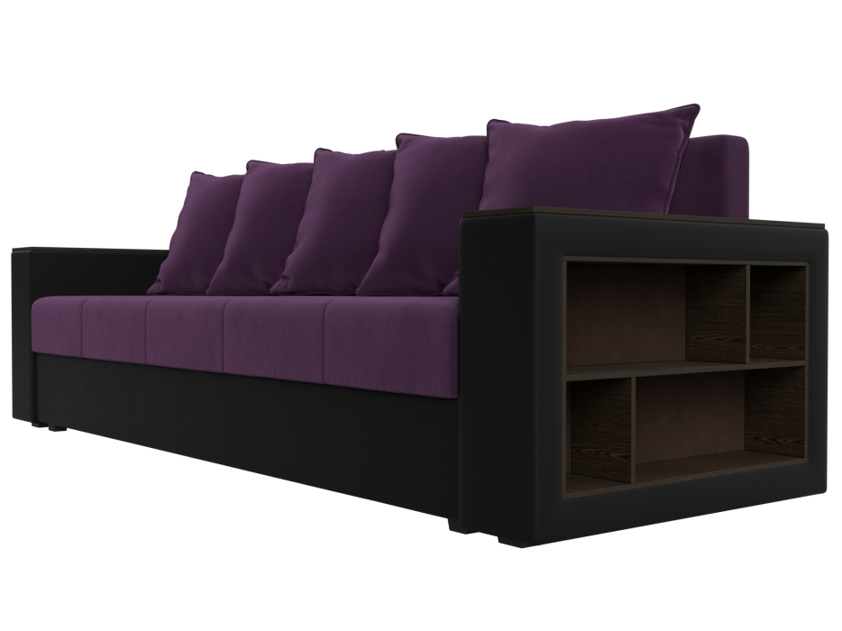 Диваны прямые, Диван прямой Дубай Лайт полки справа, велюр/экокожа