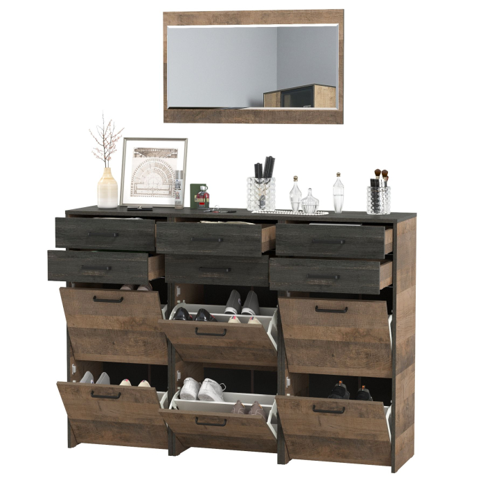 Прихожие, Три высоких обувницы с двумя ящиками каждая и зеркало Трувор