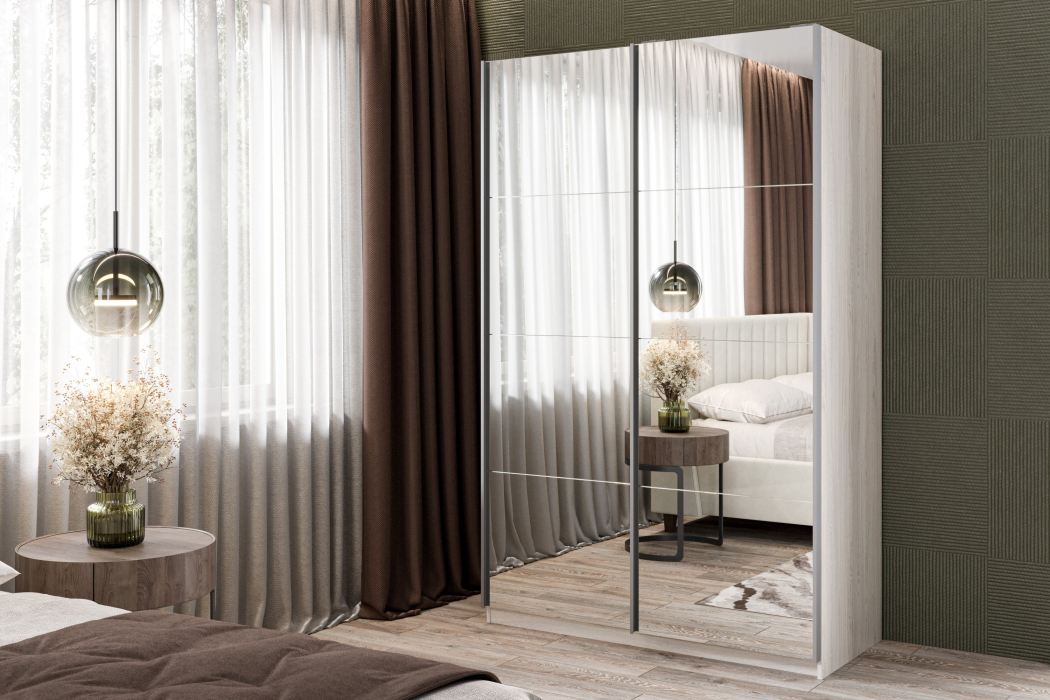 Шкафы-купе 2-х дверные, Шкаф-купе Smart 1222 2х дверный (фасады зеркало) профиль серебро