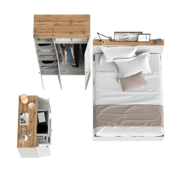 Тумба-комод 16.221 Остин со шкафом для одежды 13.336.03 и двуспальной кровати с ортопедом 1600