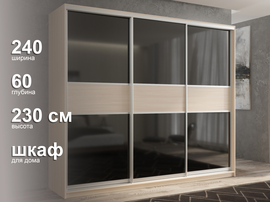 Шкафы-купе 3-х дверные, Шкаф-купе 3х дверный Кааппи 12 240х60