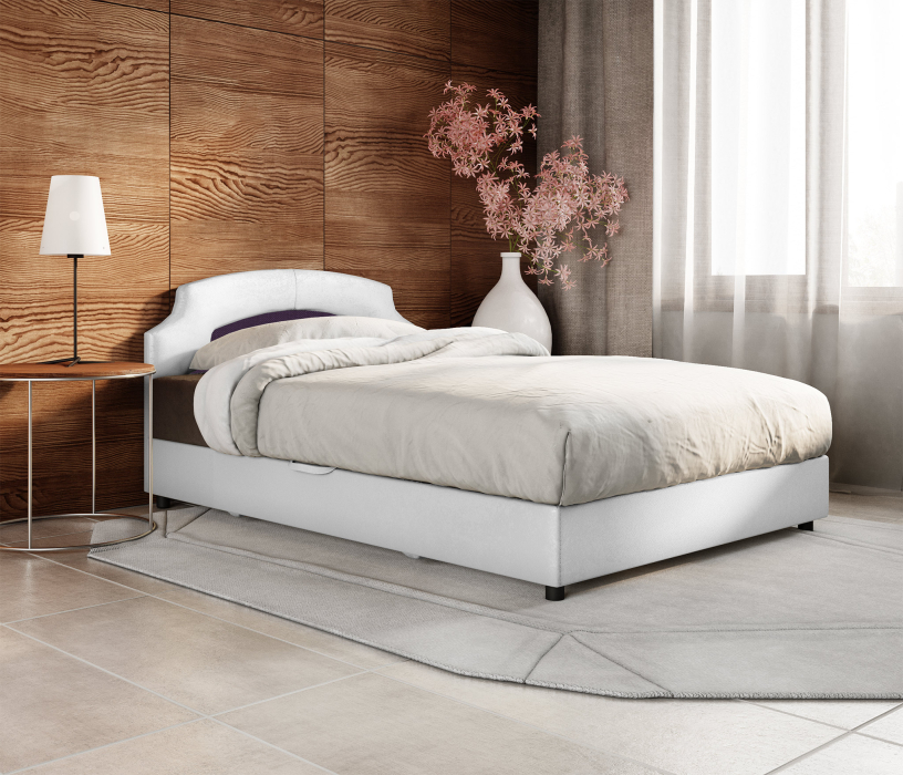 Мягкая кровать, Кровать тахта Шарм 140 с подъемным механизмом, рогожка / экокожа