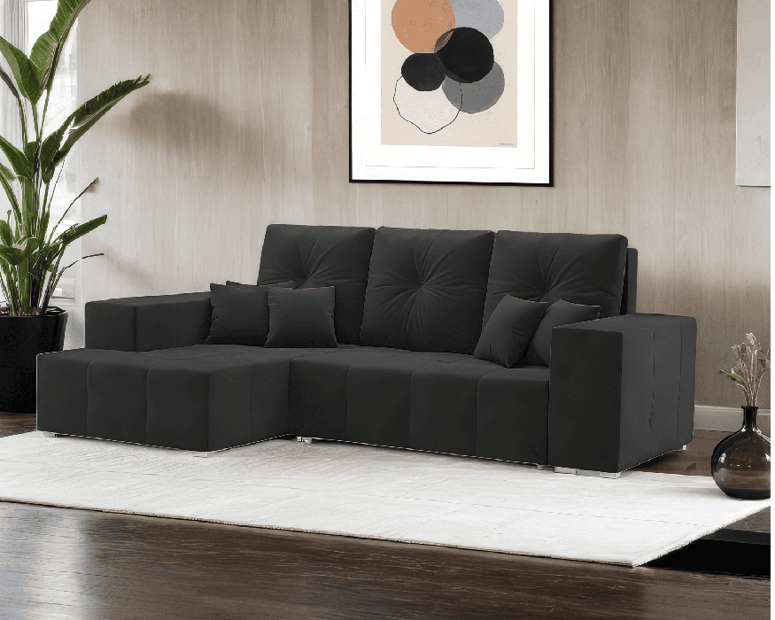 Диваны угловые в гостиную, Диван угловой Монреаль Левый угол (Велюр)