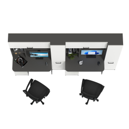 Столы рабочие для двоих с компьютерными креслами Aльфа