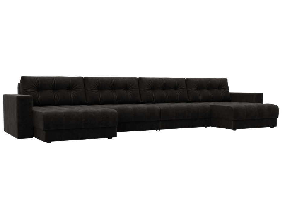 Дизайнерские диваны для гостиной, Диван П-образный с декором Лига-049 НПБ Лонг, велюр BRUT