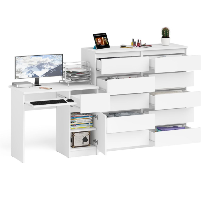 Компьютерные столы, Комод большой МК1200 10-ть ящиков Мори и стол компьютерный МС-1 правый