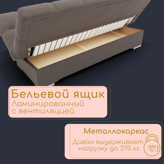 Диваны с ящиком для белья, Прямой диван Финка ППУ, велюр