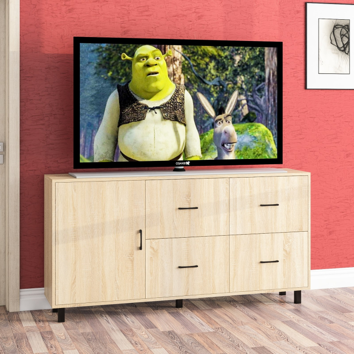 Комоды, Комод широкий с дверкой и ящиками РВК 125-1704