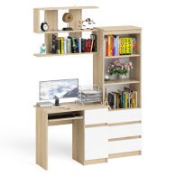 Прямые компьютерные столы, Стол компьютерный Мори МС-1 правый с навесной полкой и стеллаж-комодом 600.3