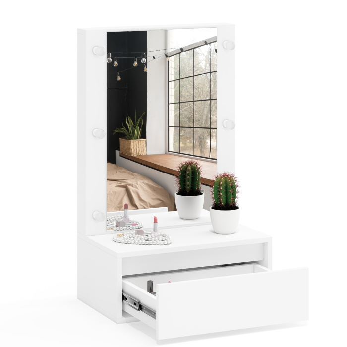 С зеркалом, Стол косметический навесной с подсветкой