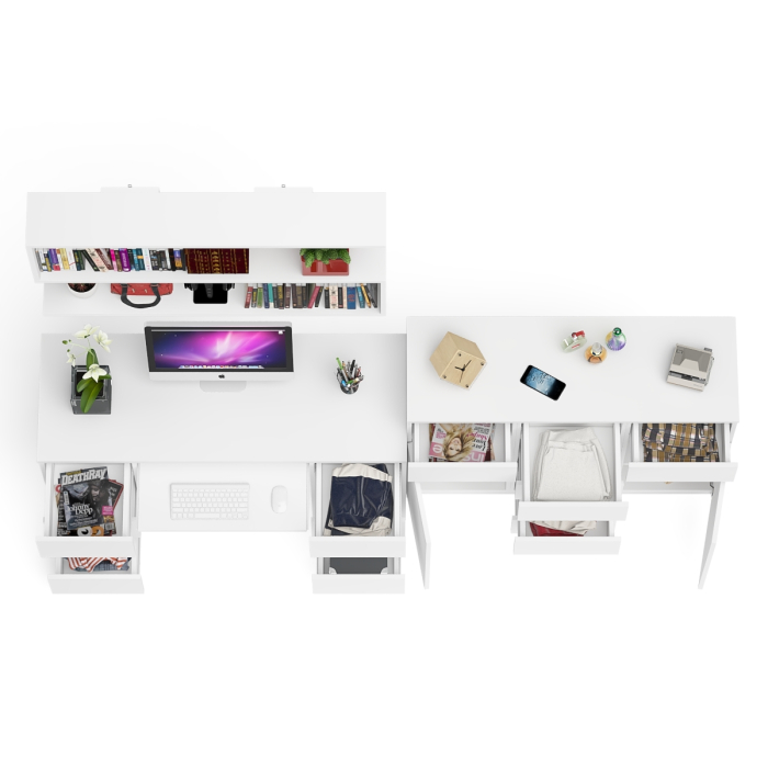 Домашние кабинеты, Комод-тумба Мори МК1200.4 с открытой верхней полкой и стол компьютерный МС-2