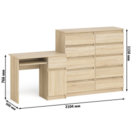 Комод большой МК1200 10-ть ящиков Мори и стол компьютерный МС-1 правый