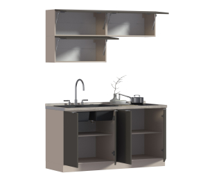 Кухонный гарнитур Регина Квадро Песочный / Базальт 1,6 м