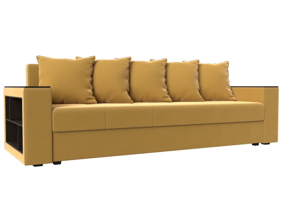 Диваны кровати со спальным местом, Диван прямой Дубай Лайт полки слева, микровельвет