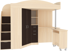 Кровати-чердаки, Кровать чердак Юниор 4, Дуб Молочный