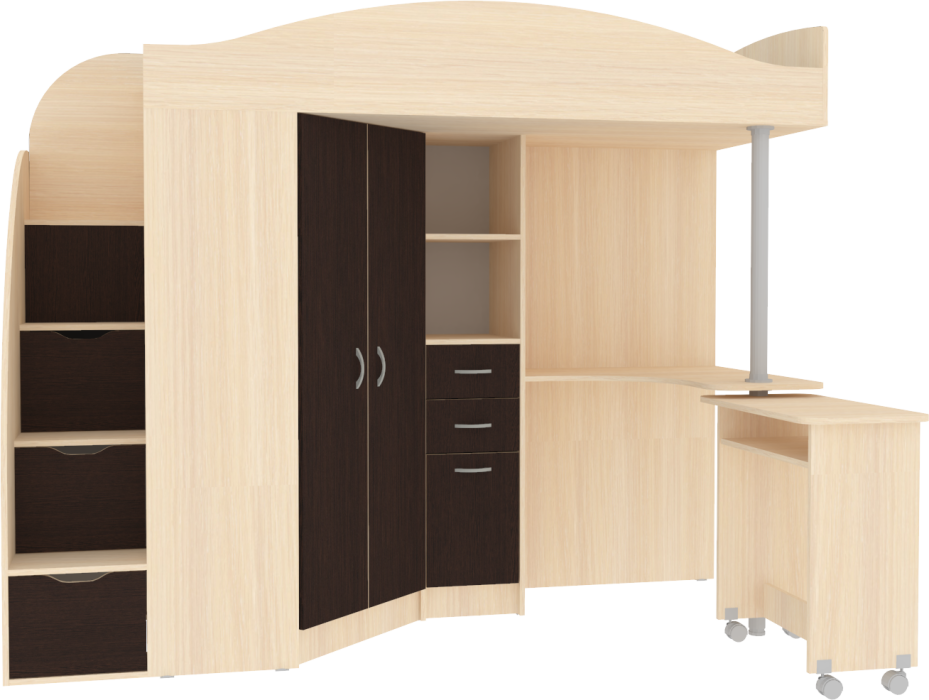 Кровати-чердаки, Кровать чердак Юниор 4, Дуб Молочный
