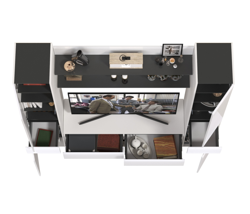 Стенки для гостиной, Два пенала с ящиком с двумя полочками и ТВ-тумбой Сидней