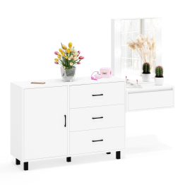 Комод с дверками и ящиками 122-1204 и косметический столик навесной с подсветкой