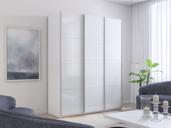 Шкаф-купе Прайм 3-х дверный Стекла белые/Доводчики 180х57х230