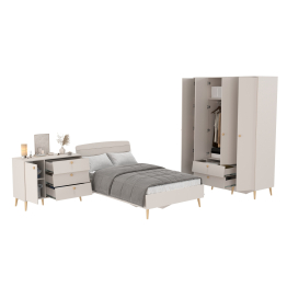 Шкаф-комод 4-х дверный с кроватью 1200 Афина и комодом с дверкой