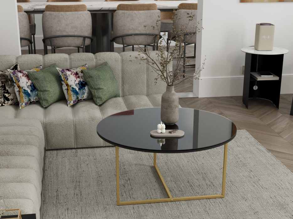 Журнальные столики, Стол журнальный Маджоре Glass черная Lacobel