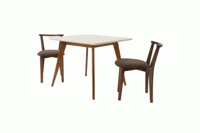 Стол Сканди М 100 орех/слоновая кость со стульями Франк орех велюр коричневый