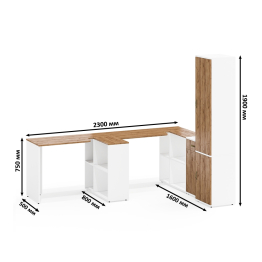Рабочее место Лидер-8 для двоих из столов-трансформеров с тумбочкой 3.15 и пенала МД 21Б