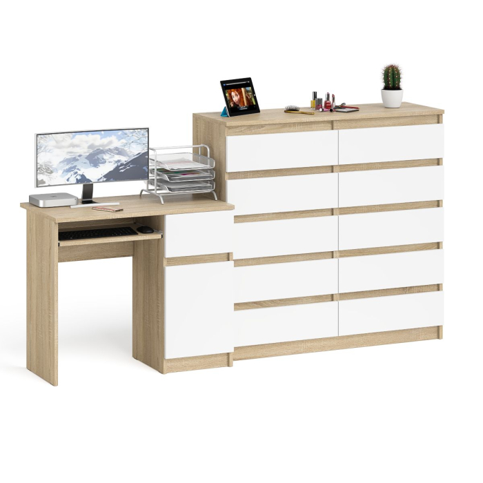 Компьютерные столы, Комод большой МК1200 10-ть ящиков Мори и стол компьютерный МС-1 правый