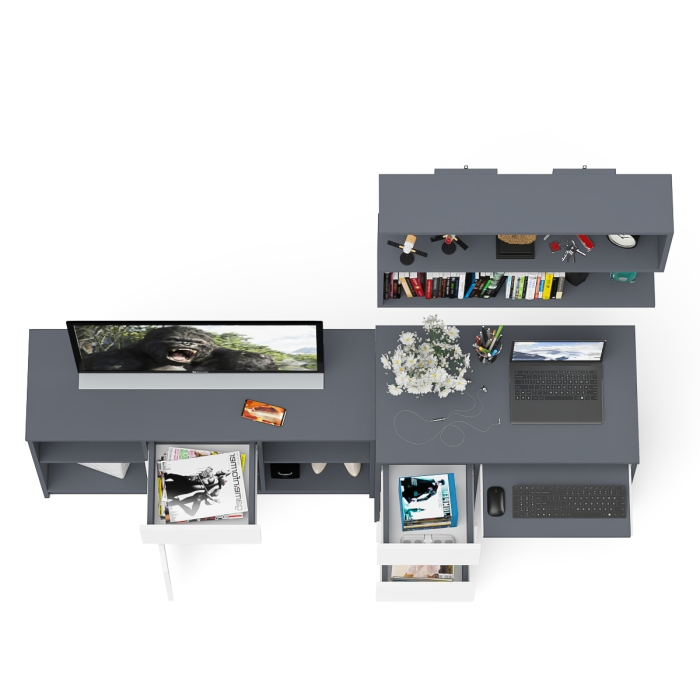 Прямые компьютерные столы, Тумба Мори МТВ1204.1 с компьютерным столом МС-6 левый и полкой 900