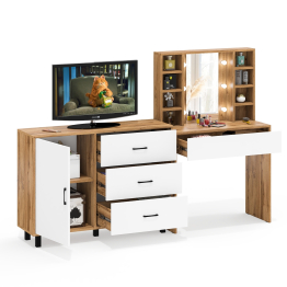 Туалетный столик с подсветкой 115 и комод с дверкой и 3-мя ящиками 122-1204