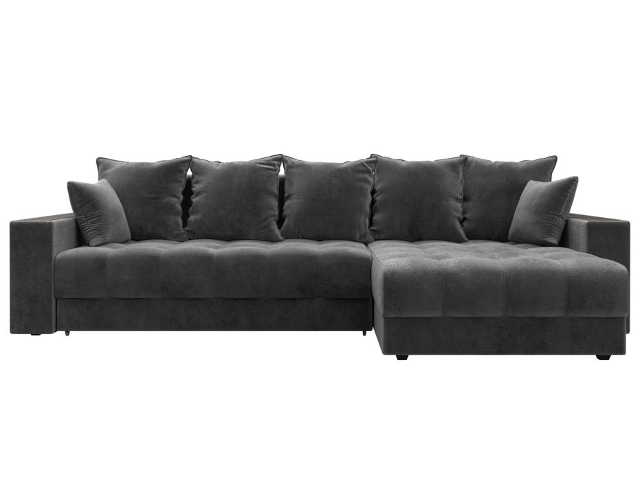 Диваны угловые в гостиную, Диван угловой с декором и полкой Лига-050 НПБ, велюр TOWER