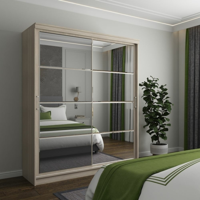 Шкафы-купе, Шкаф-купе Престиж-2 Ясень шимо светлый/стекло/зеркало