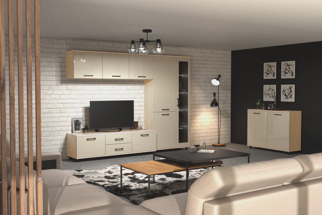 Стенки для гостиной, Модульная гостиная Грейс композиция 10  Ясень Асахи