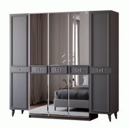 Шкаф в спальню 5-ти дверный Валенсия (серебро)