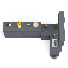 Угловой компьютерный стол с тремя ящиками Мори МС-16 левый с тумбой-комодом и книжной полкой