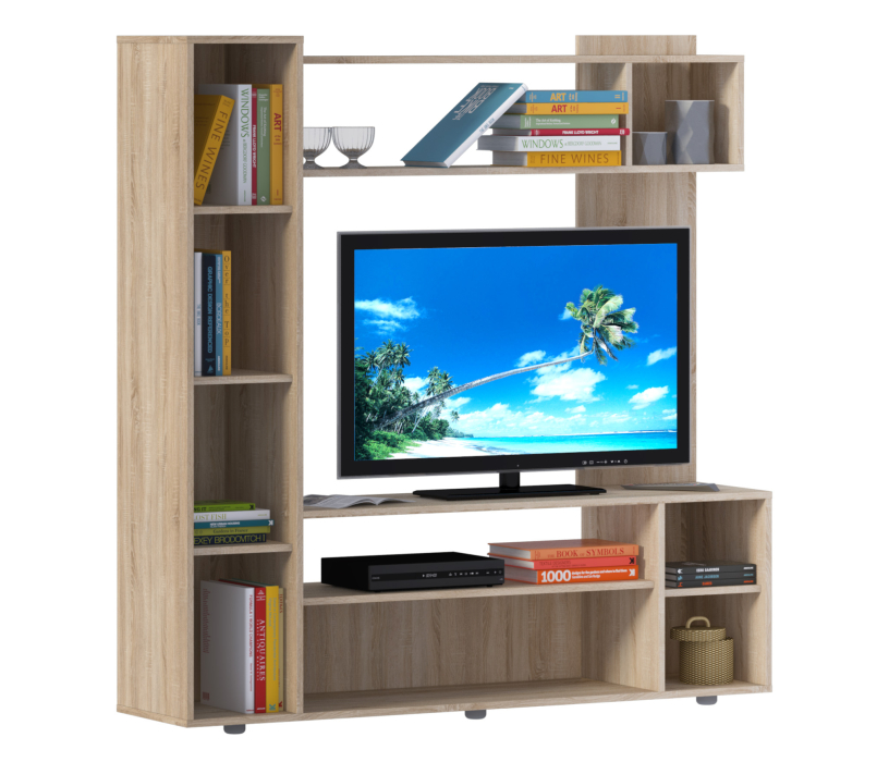 Стенки для гостиной, Стенка Ирен СБ-2302 Дуб Сонома/Белый.