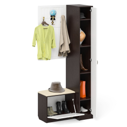 Вешалка для верхней одежды с обувницей с мягким сиденьем и пенал П-6-500 фрезеровка прованс