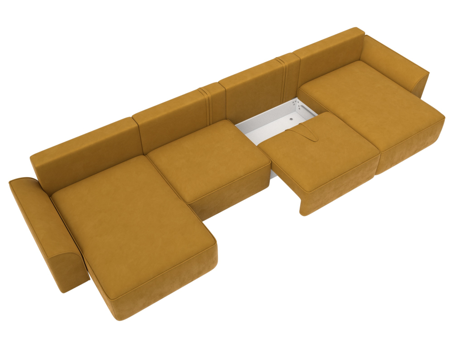 Диваны прямые со спальным местом, Диван п-образный Лига-048 НПБ лонг, велюр BRUT