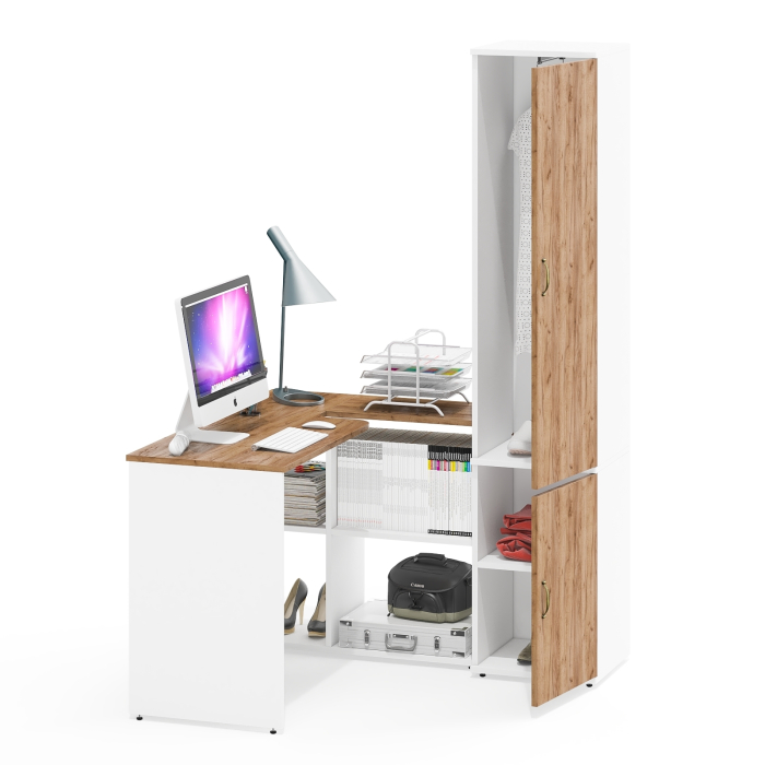 Домашние кабинеты, Стол-трансформер с пеналом с вешалкой для одежды и полкой Лидер-8