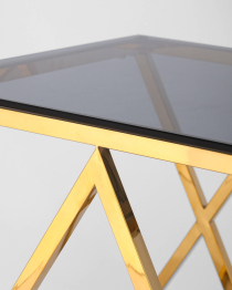 Журнальный стол ИНСИГНИЯ 55х55 (Стекло smoke/Сталь золото)