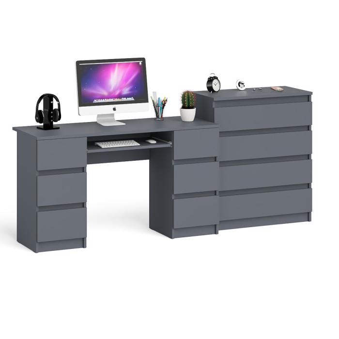 Компьютерные столы, Комод 800 4-ре ящика Мори и двухтумбовый компьютерный стол МС-2