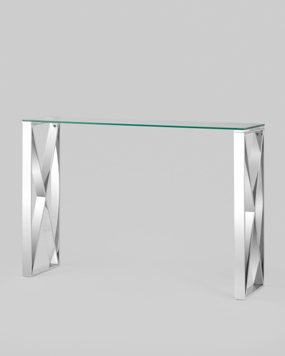 Открытые, Консоль КРОСС 115х30 (Прозрачное стекло/Сталь серебро)