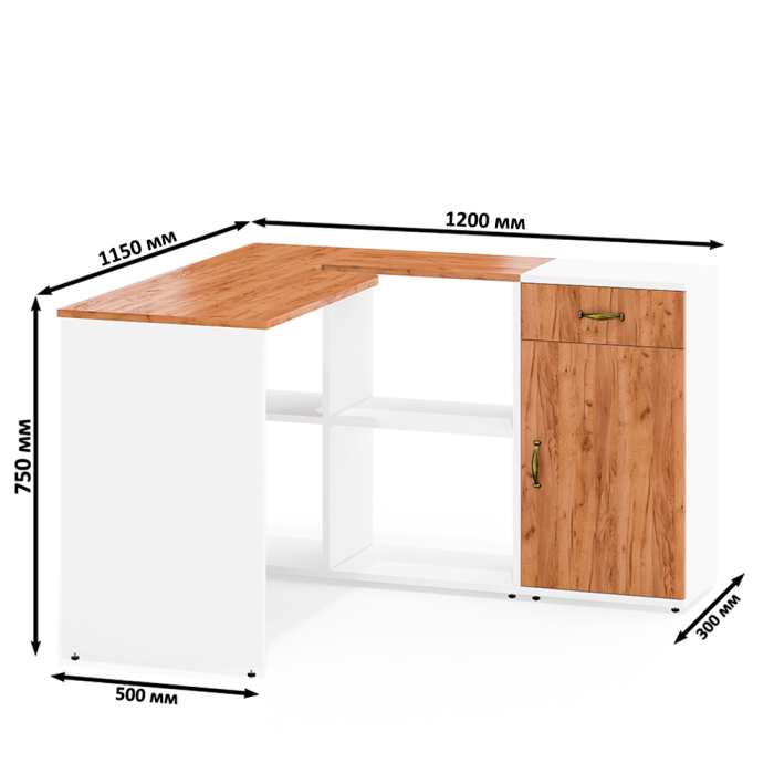 Домашние кабинеты, Письменный стол Лидер-8 с тумбой с ящиком и дверкой.