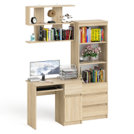 Прямые компьютерные столы, Стол компьютерный Мори МС-1 правый с навесной полкой и стеллаж-комодом 600.3