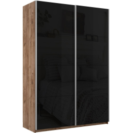 Шкаф-купе Прайм 2-х дверный Стекла черные/Доводчики 160х57х230