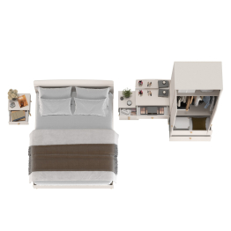 Шкаф-комод Афина с трюмо и двуспальной кроватью 1600 с прикроватной тумбочкой